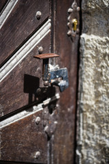 close up view of the historical doors within the streets of Prague