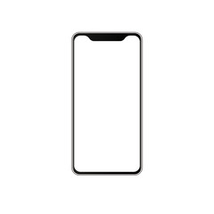 Black glossy smartphone with white blank screen isolated on white background. vector illustration