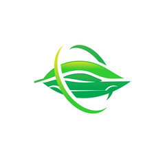 Eco Car Green Leaf logo vector