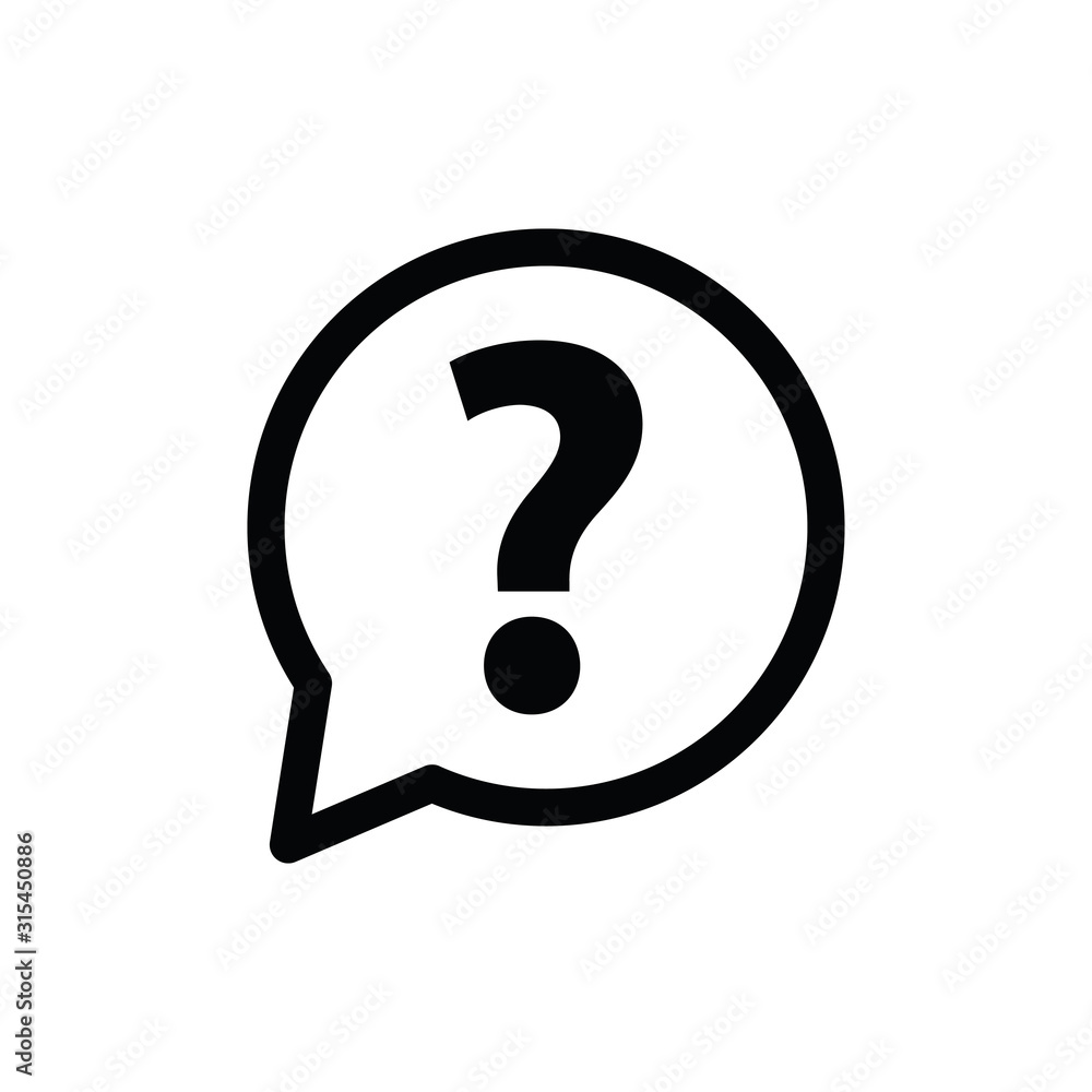 Poster question icon. line style. help speech bubble symbol. chat symbol with the question icon. vector ico