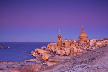 Church of Our Lady of Mount Carmel and St. Paul's Cathedral in Valletta, Malta.