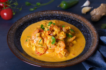 Creamy rich spicy shrimp curry. Seafood dish