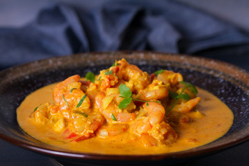 Creamy rich spicy shrimp curry. Seafood dish