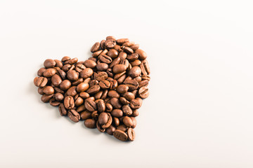 I love coffee, heart made from coffee beans