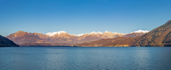 The panorama of the lake Santa Croche, Dolomities, Belluno, Italy