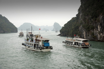 Halong Bucht mit Karstfelsen n Vietnam