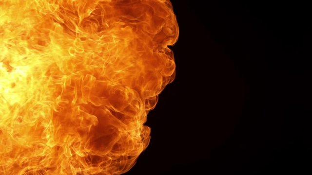 Super Slow Motion Shot of Side Flame Explosion at 1000fps,