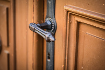 close up view of the historical doors within the streets of Prague