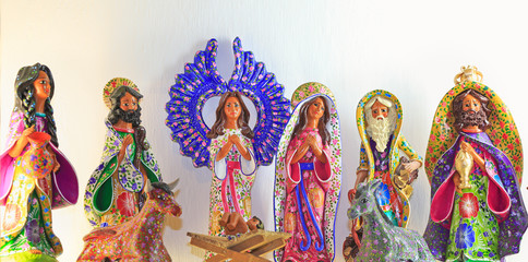 Mexican decorations statues inspired by Easter celebration, Riviera Maya, Mexico
