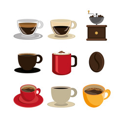 set of delicious coffee icons vector illustration design