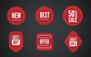 Set of sale tags and labels, shopping elements. Discount tags on paper. Special offer. Vintage vector illustration.