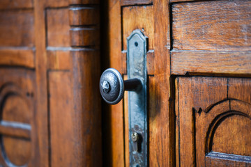 Fototapeta premium close up view of the historical doors within the streets of Prague
