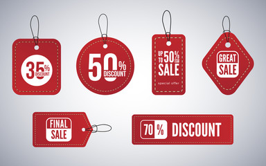 Set of sale tags and labels. Shopping Discount elements on paper. Special offer. Vintage. Vector illustration.
