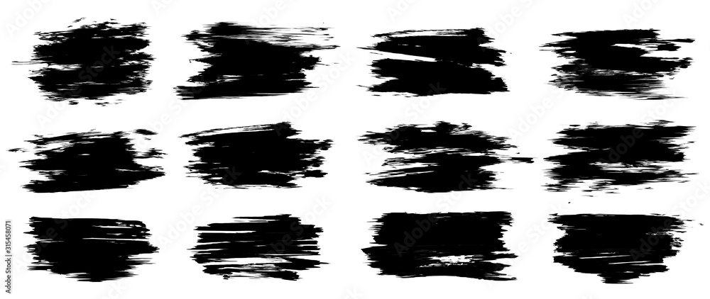 Poster set of thick brush strokes. high level of tracing. uneven drawing strokes. vector brush stroke set. 