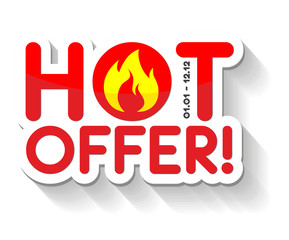 Special fiery Offer, Hot Sale banner or sticker design template, discount tag. Illustration, vector 