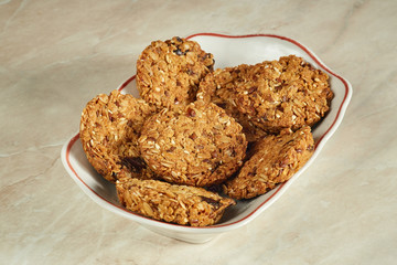 Healthy snack granola whole grain cookies. Healthy food and lifestyle concept