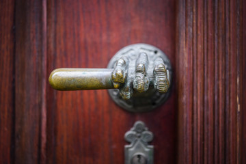 close up view of the historical doors within the streets of Prague