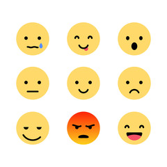Set of emoji, emoticon, smileys for social media, web and mobile.Pixel perfect icons.
