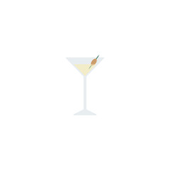 Dirty martini cocktail flat vector illustration isolated on a white background.