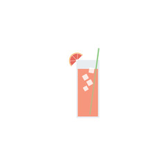 Grapefruit juice in a glass flat vector illustration on a white background.