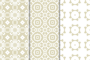 Set of seamless geometric ornaments. Abstract repeating textures. Ethnic template template for printing
