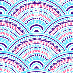 Ethnic circle shapes seamless geometric pattern.