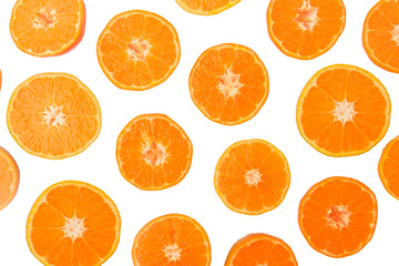 background from halves of ripe oranges and tangerines
