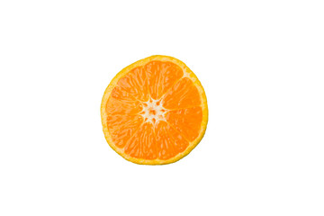 half of ripe orange and tangerine, isolated
