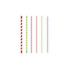 Six colorful drink straws flat vector icon isolated on a white background.