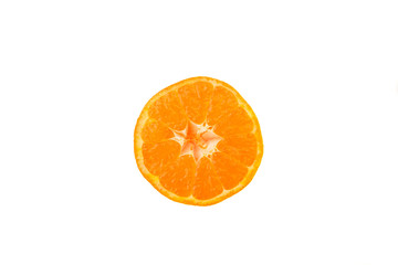 half of ripe orange and tangerine, isolated