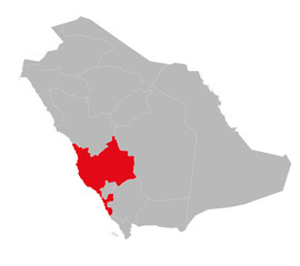 Makkah province highlighted on saudi arabia map vector. Business concepts.