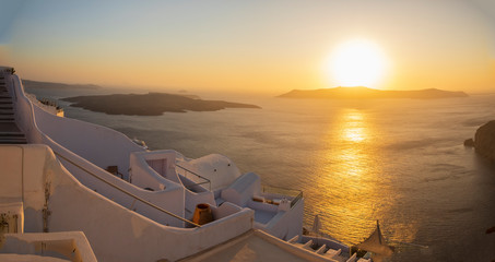 sunset on sea Santorini panorama