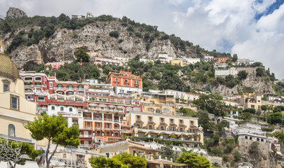 Fototapeta premium Santa Maria Assunta Church and buildings in Positano city, Italy