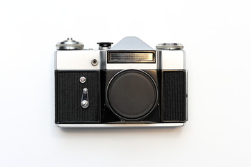 Fototapeta premium Vintage film camera in a white background