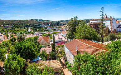City view on the medieval city of Silves from Castelo de Silves in Portugal in summer