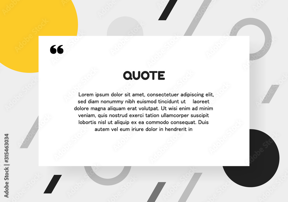 Poster quote rectangle isolated on simple material style background with different geometric shapes. modern