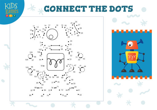 Connect The Dots Kids Game Vector Illustration