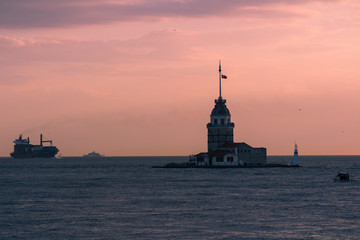 Maiden's tower in Istanbul in sunset