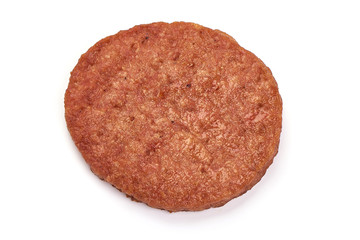 Fried Burger meat, ingredients for hamburger, isolated on white background