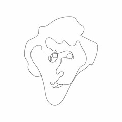 Head of a man drawn in one line. Abstract sketch. Isolated vector illustration.