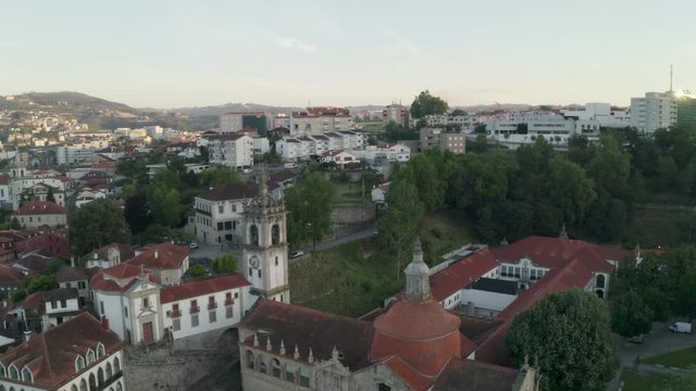 Amarante drone aerial view in Portugal at sunrise