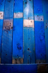 Vivid Blue wooden tiles, blue wooden wall made of pallets