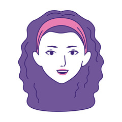 woman with curly hair, colorful design