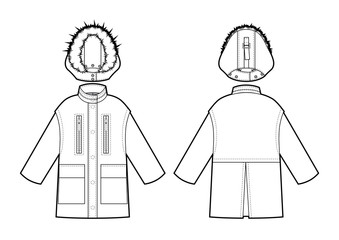 Vector illustration of women's parka. Front and back © Olesya