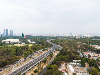 Aerial view of Mexico City on a cloudy day