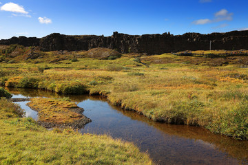 Autumn landscape of Pingvellir National Park, Iceland, Europe
