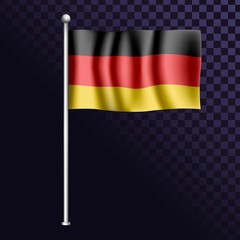Vector German flag on stick, Germany flag ripple in the wind