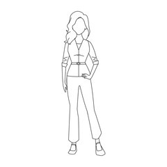 Young woman standing icon, flat design