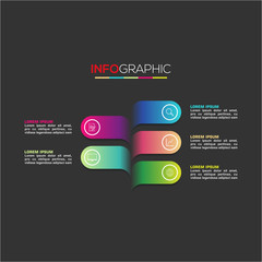 Fototapeta premium Business data visualization. Infographic element with icons and options or steps. Can be used for process, presentation, diagram, workflow layout, info graph, web design. Vector business template.