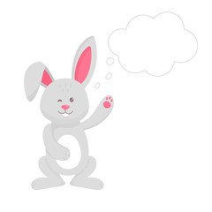 Vector Illustration of cute Easter bunny saying something, cartoon character